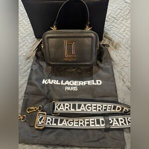 Karl Lagerfeld Black and Gold Handbag